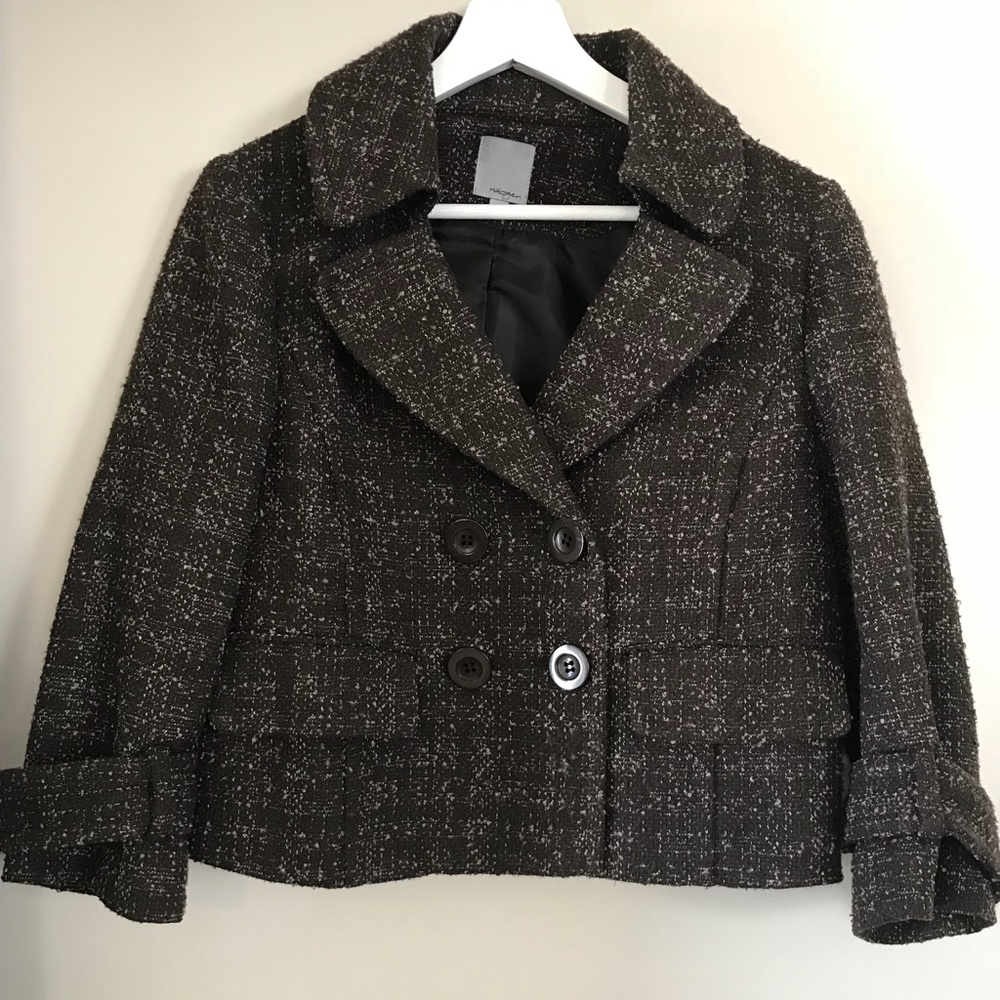Halogen cropped tweed blazer